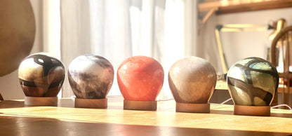 Handcrafted Amber Glass LED Lamp: Cosy Night Light, Unique Home Decor