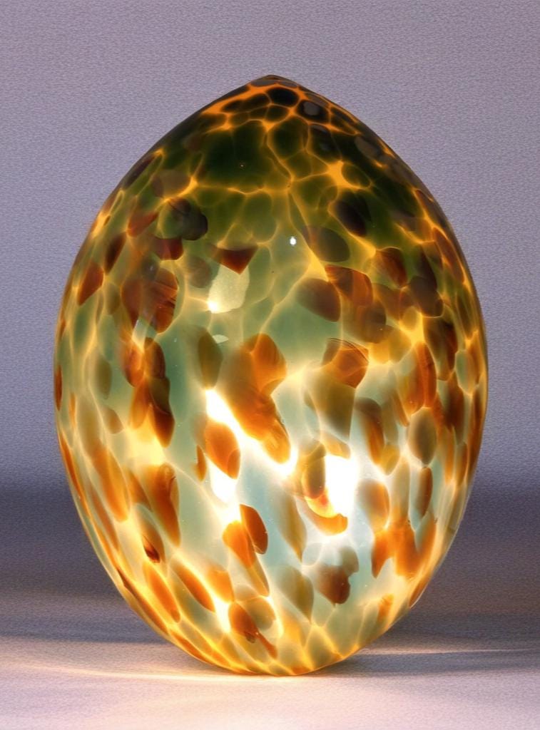 Giant Hand Blown Glass Dinosaur Egg Lamp: Art Deco Table Lamp (30cmX45cm)