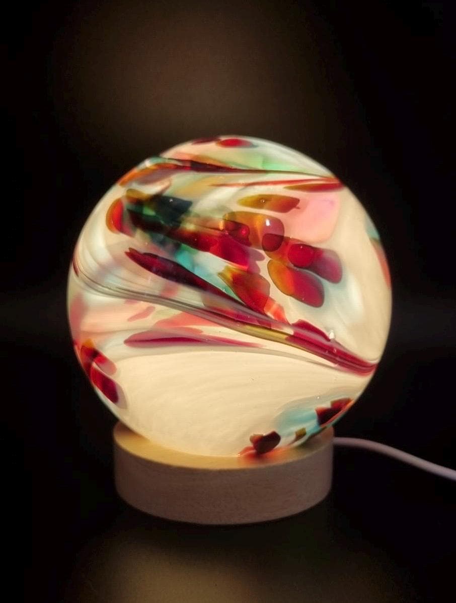 Handcrafted Glass Sphere LED Lamp: Unique Ambient Lighting, USB Powered