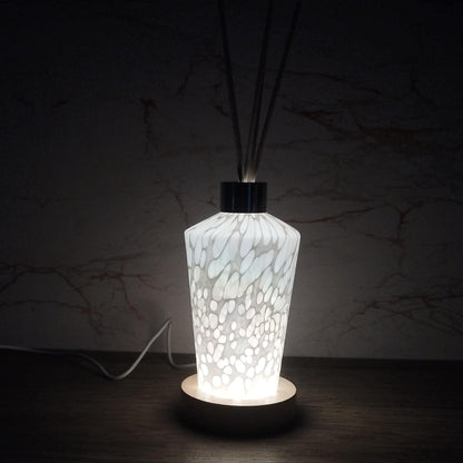 Handcrafted Iridescent Glass Diffuser Lamp: LED Light, Elegant Home Fragrance