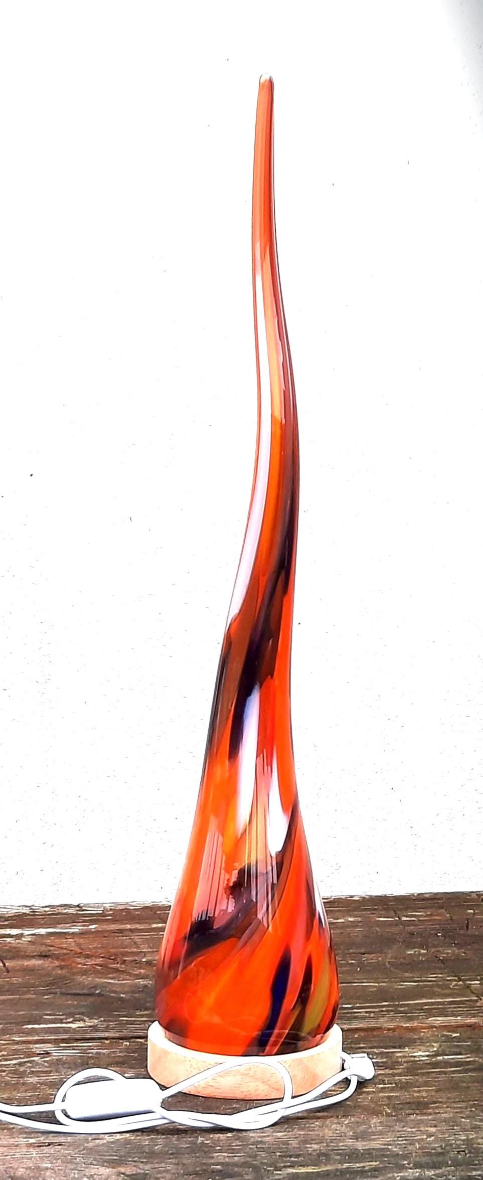 Red Glass Lamp, Elegant Gift, Ambient Lighting For Living Room, Bedroom