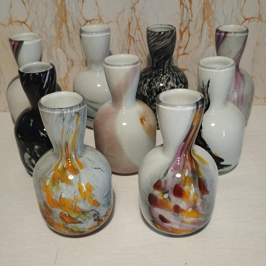 Handcrafted Glass Vase: Swirled Art Glass, Home Decor (170mm x 100mm)