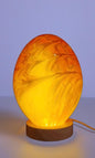 Hand Blown Glass Egg Lamp: Art Deco Tabletop Night Light