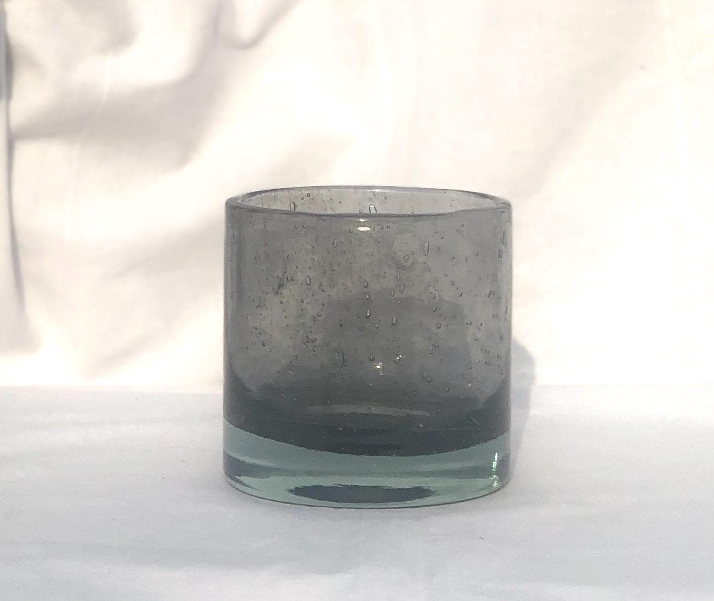 Handmade Mouth Blown Glass Desk Organiser: Marble Design Candle Holder