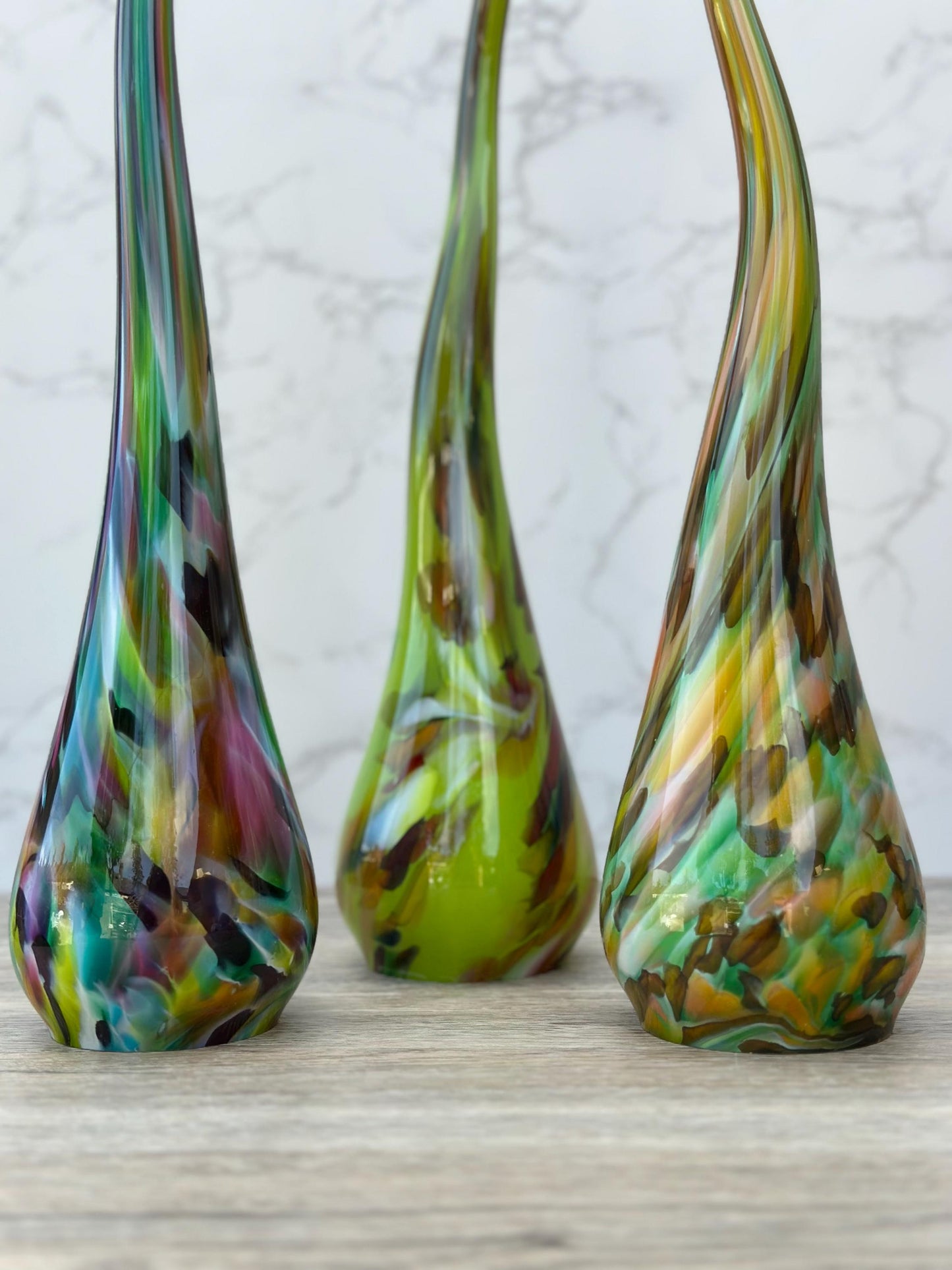 Iridescent Glass Garden Ornament: Handmade Artistic Home Decor