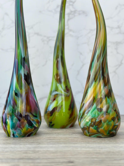 Iridescent Glass Garden Ornament: Handmade Artistic Home Decor