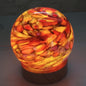 Hand Blown Glass Sphere Lamp: Ambient LED Night Light with Wooden Base, Multiple Colours