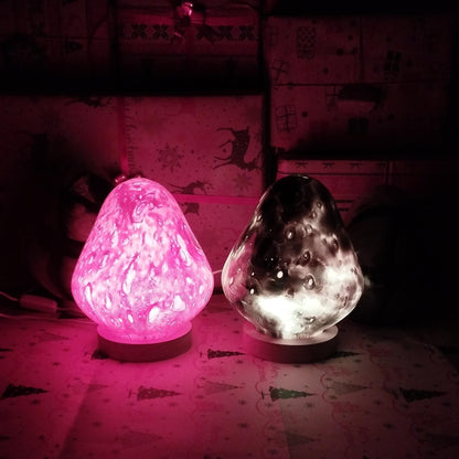 Hand Blown Strawberry Glass Lamp: LED Ambient Night Light, Lamp For Bedroom Or Nursery