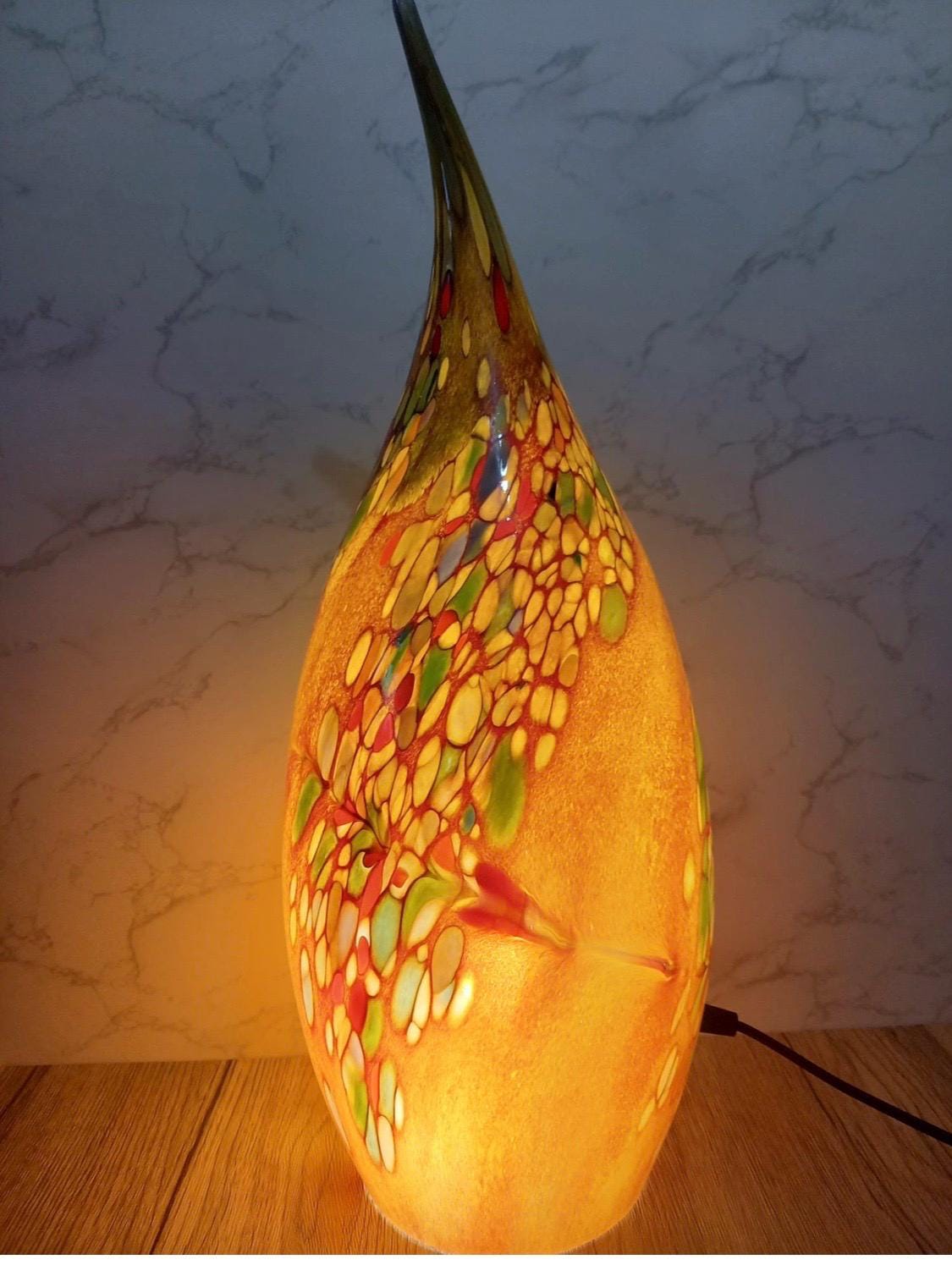 Hand Blown Glass Ghost Lamp: Art Deco Table Lamp