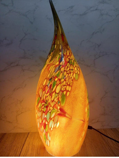 Hand Blown Glass Ghost Lamp: Art Deco Table Lamp