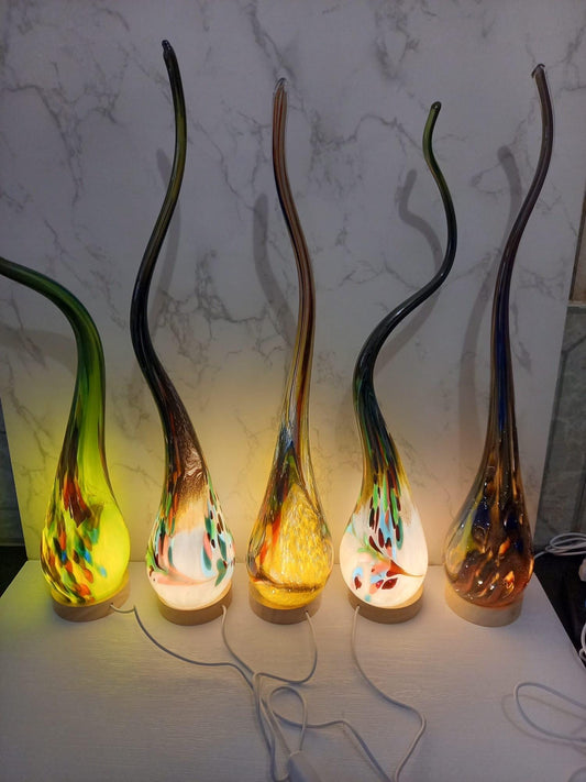 Colorful Flame Glass Lamp – Unique Handmade Artistic Light