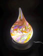 Handblown Pink Glass Teardrop Lamp: Colorful Swirl Night Light