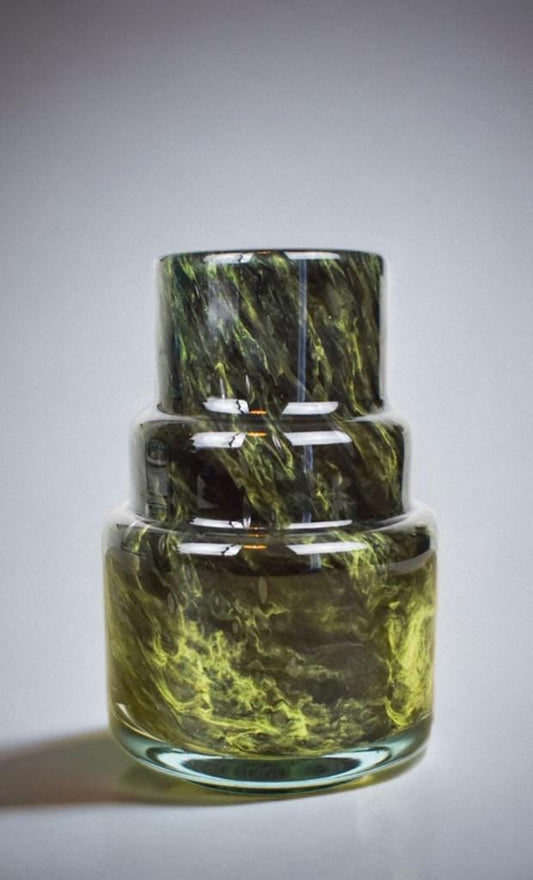 19cm Mouth Blown Green Glass Vase Torch Home Decor,