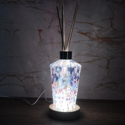 Handcrafted Iridescent Glass Diffuser Lamp: LED Light, Elegant Home Fragrance