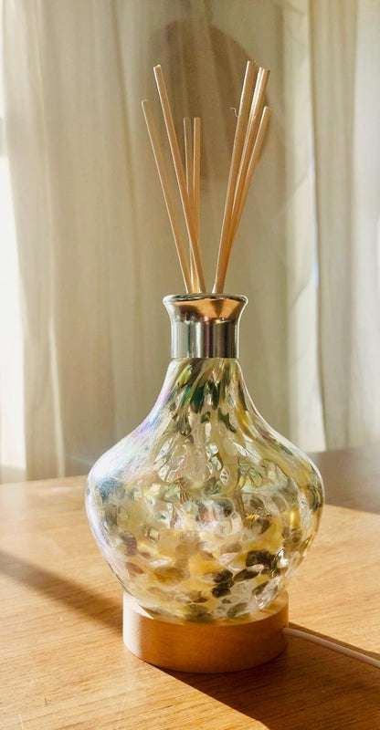 Handmade Iridescent Glass Diffuser Lamp: Artistic Aroma Diffuser