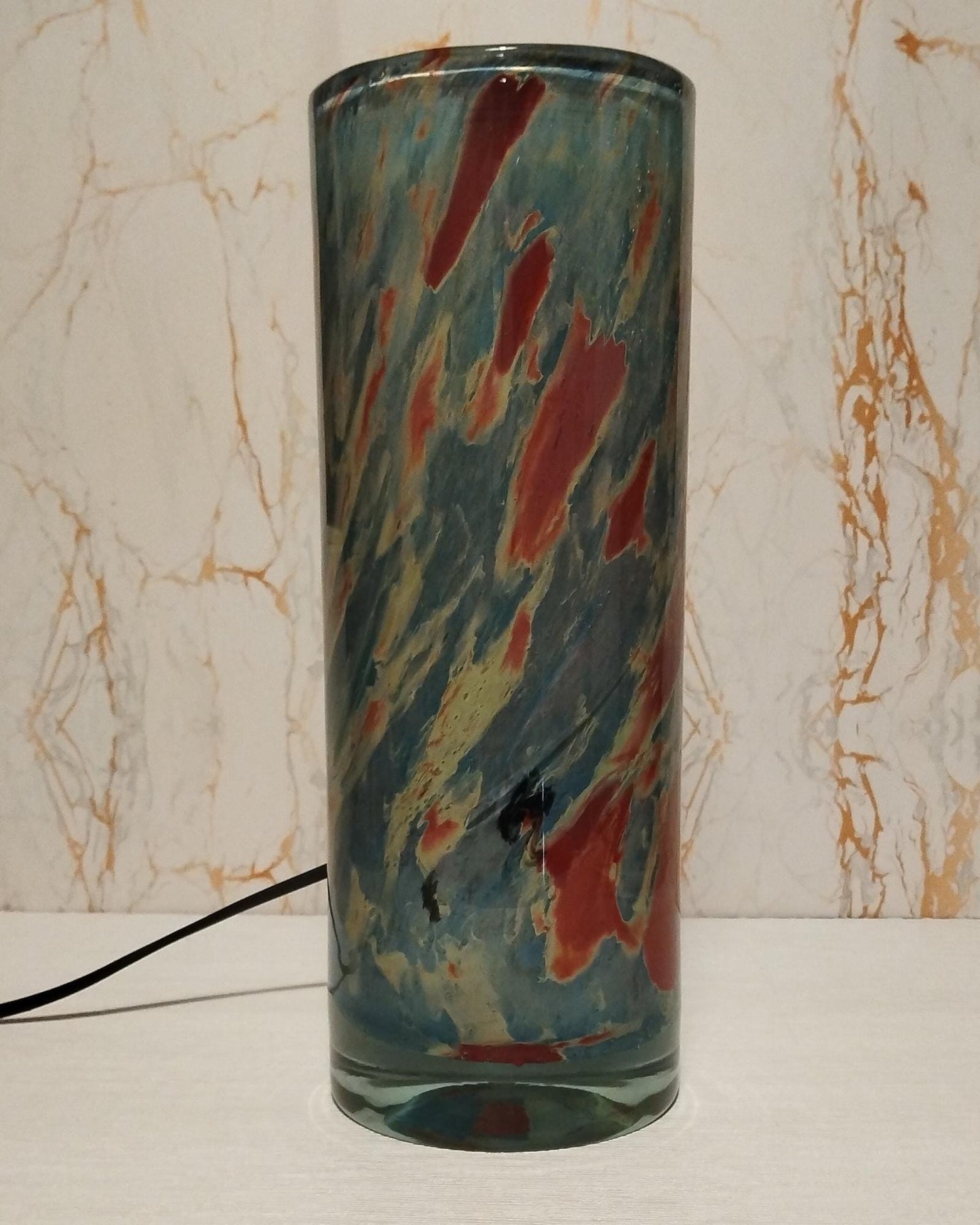 Handmade Glass Table Lamp: Ambient LED Light, Artistic Home Decor