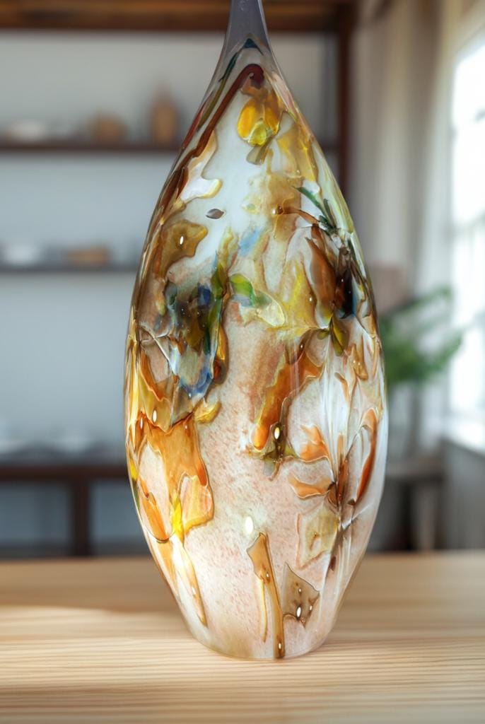 Hand Blown Glass Ghost Lamp: Art Deco Table Lamp