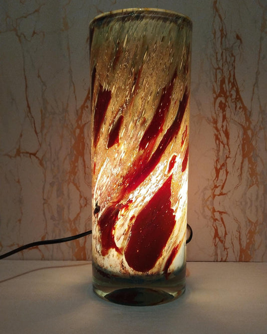 Handmade Glass Table Lamp: Ambient LED Light, Artistic Home Decor