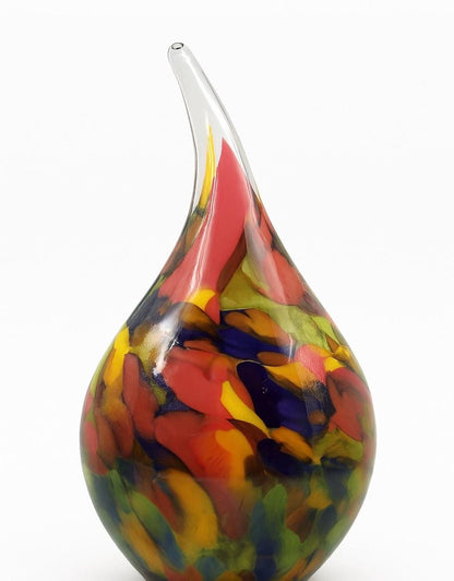 Handblown Glass Teardrop Lamp: Colorful Swirl Art Glass Night Light