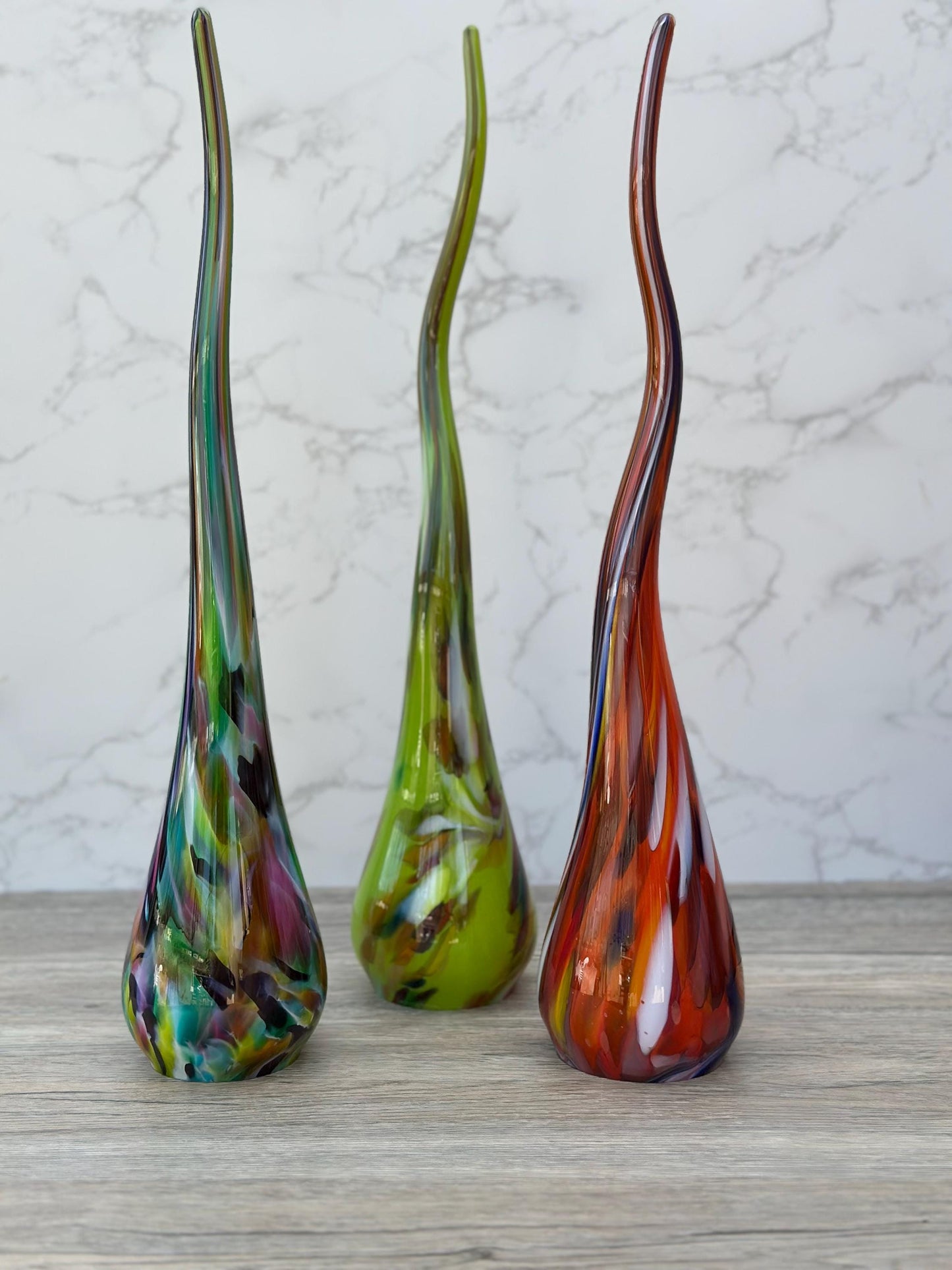 Iridescent Glass Garden Ornament: Handmade Artistic Home Decor