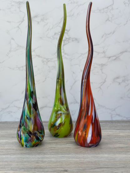 Iridescent Glass Garden Ornament: Handmade Artistic Home Decor
