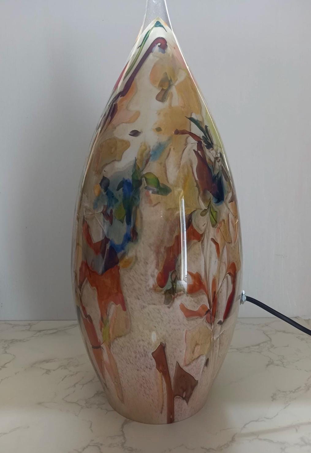 Hand Blown Glass Ghost Lamp: Art Deco Table Lamp