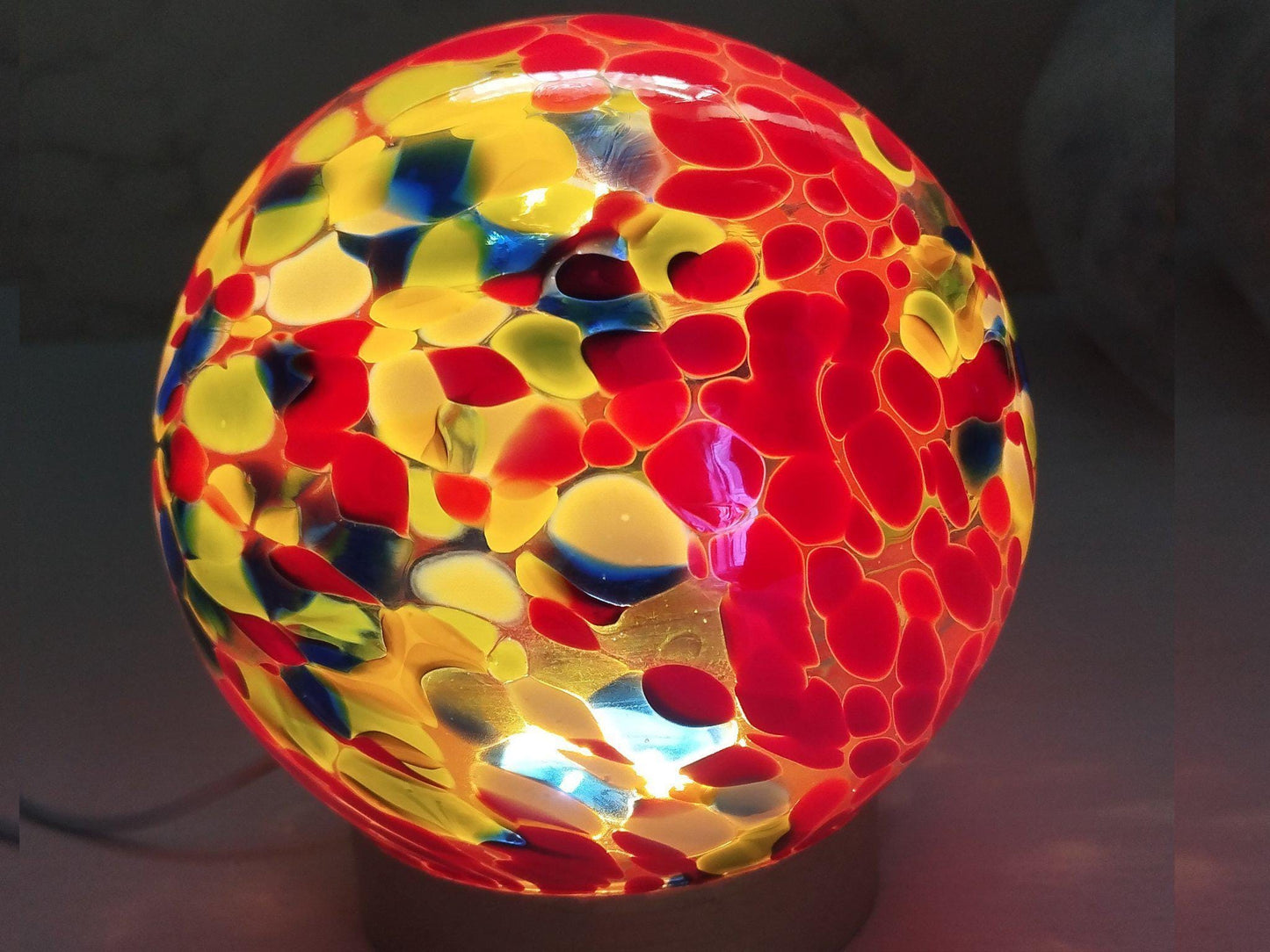 Handcrafted LED Glass Sphere Lamp: 6 Color Artistic Table Light