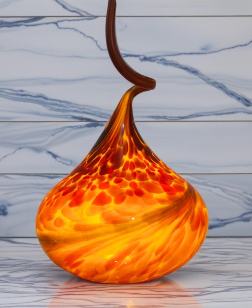 Red Glass Flame Lamp: Artisan USB Mood Light, Cosy Ambient Decor