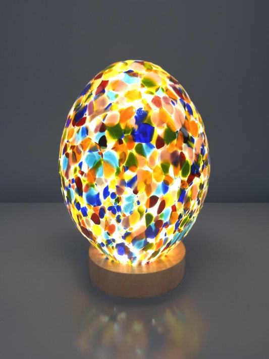 Hand Blown Multicolor Glass Egg Lamp: Art Deco Table Lamp