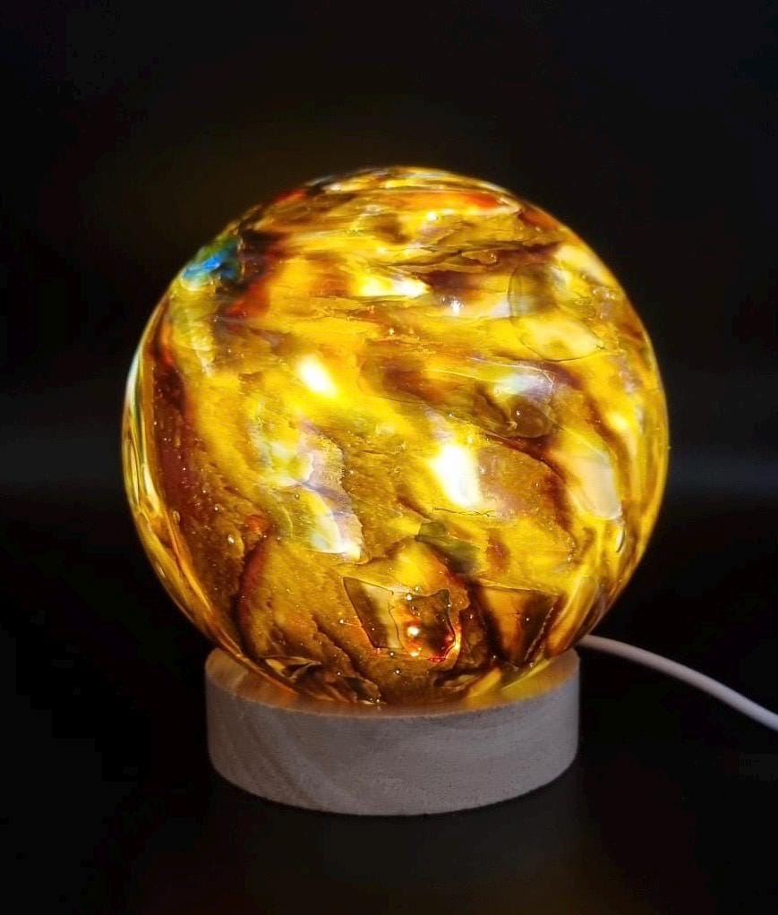 Handcrafted Glass Sphere Lamp: 120mm LED USB Desk Light
