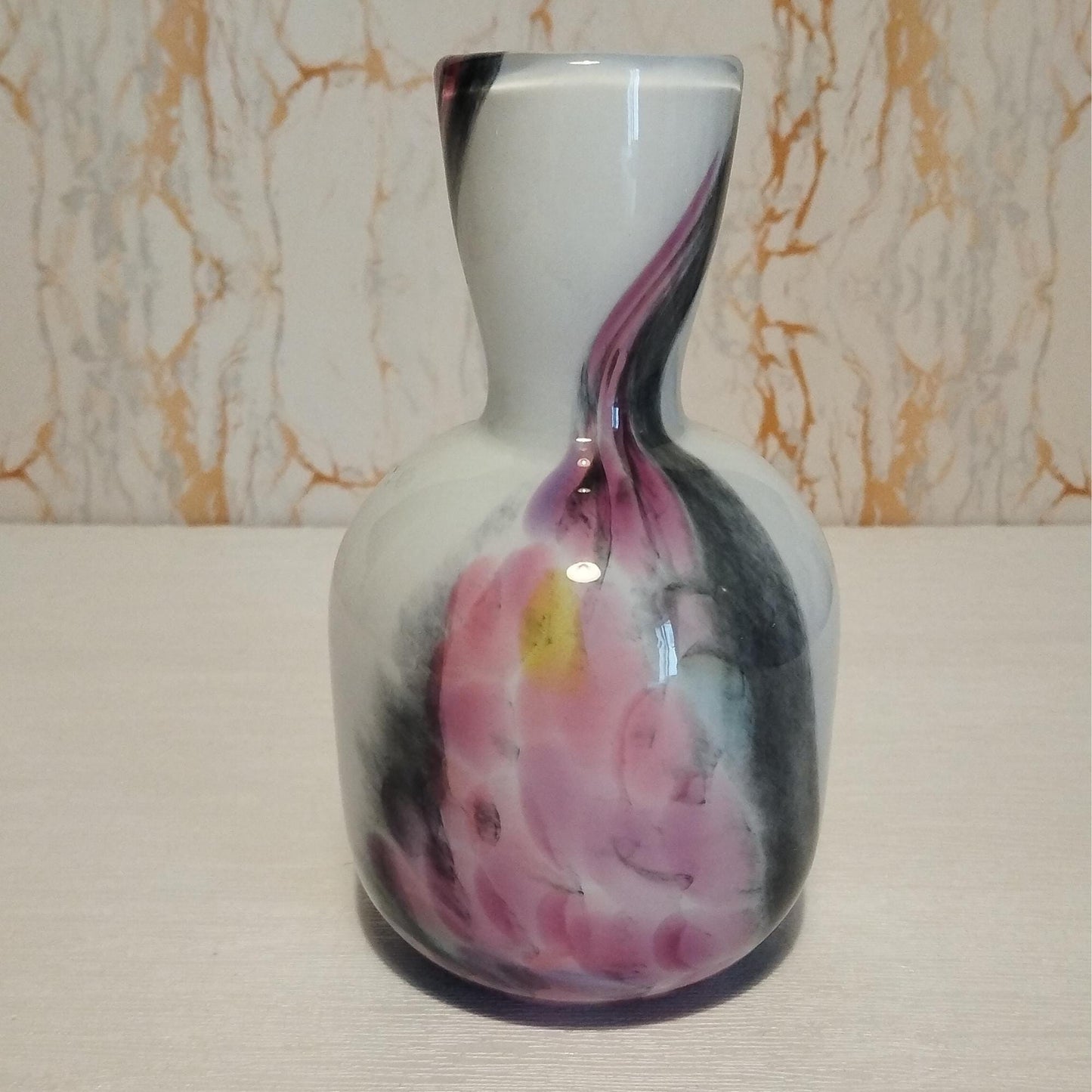 Handcrafted Glass Vase: Swirled Art Glass, Home Decor (170mm x 100mm)