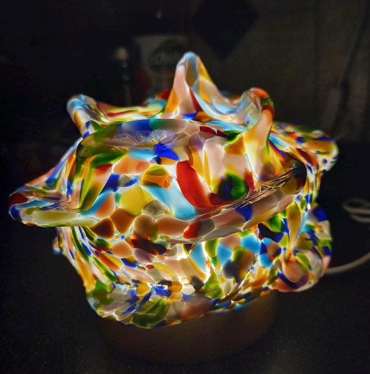 Iridescent Art Glass Bird Lamp: Handmade LED Home Decor