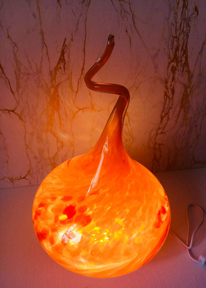 Red Glass Flame Lamp: Artisan USB Mood Light, Cosy Ambient Decor