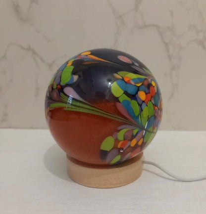 Iridescent Glass Sphere Lamp: Handmade LED Mood Lighting