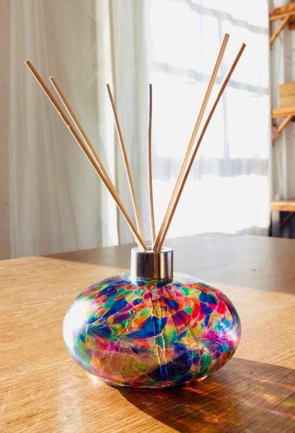 Handcrafted Glass Diffuser Lamp with Wood Stopper & LED Base