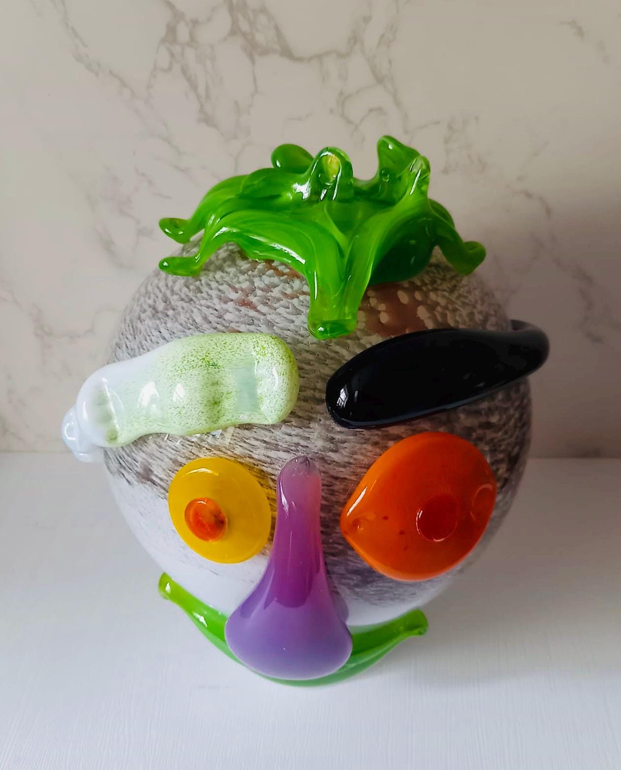 Handblown Glass Clown Lamp: Colorful Whimsical Art Night Light
