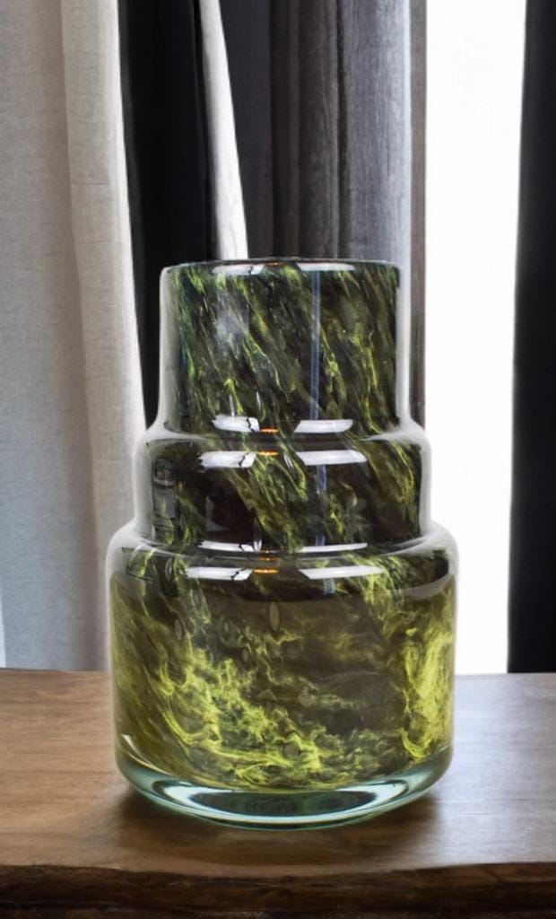 19cm Mouth Blown Green Glass Vase Torch Home Decor,