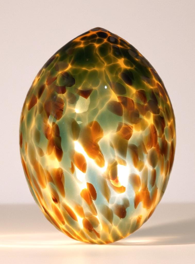 Giant Hand Blown Glass Dinosaur Egg Lamp: Art Deco Table Lamp (30cmX45cm)