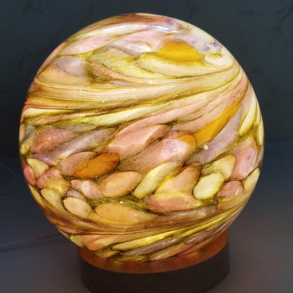 Handcrafted LED Glass Sphere Lamp: Cosy Ambient Light, British Home Décor