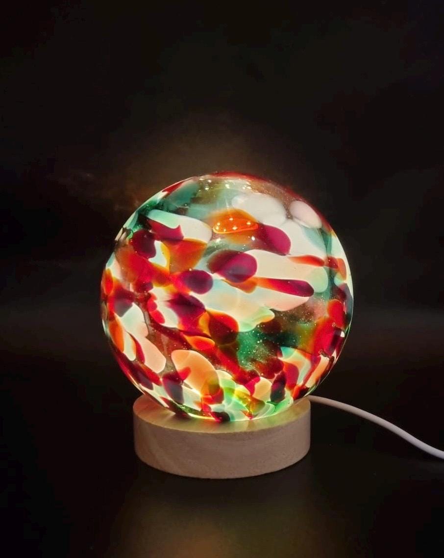 Handcrafted Glass Sphere LED Lamp: Unique Ambient Lighting, USB Powered