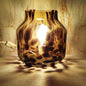 Handmade Brown Leopard Glass Lamp: Artisan Ambient Light (240mm)