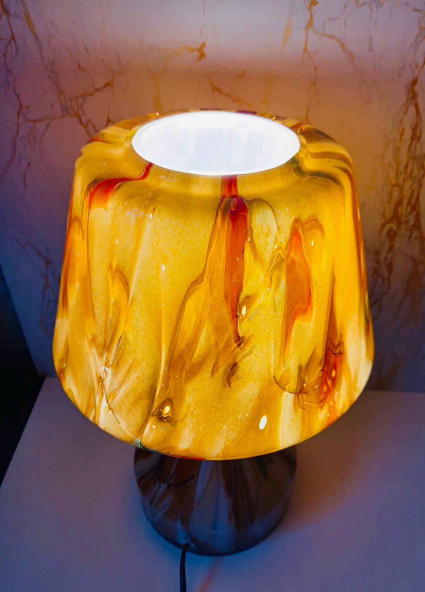 Handblown Glass Lamp: Art Glass Night Light, Ambient Decor
