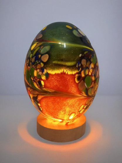 Hand Blown Art Deco Glass Egg Lamp: Unique Night Light