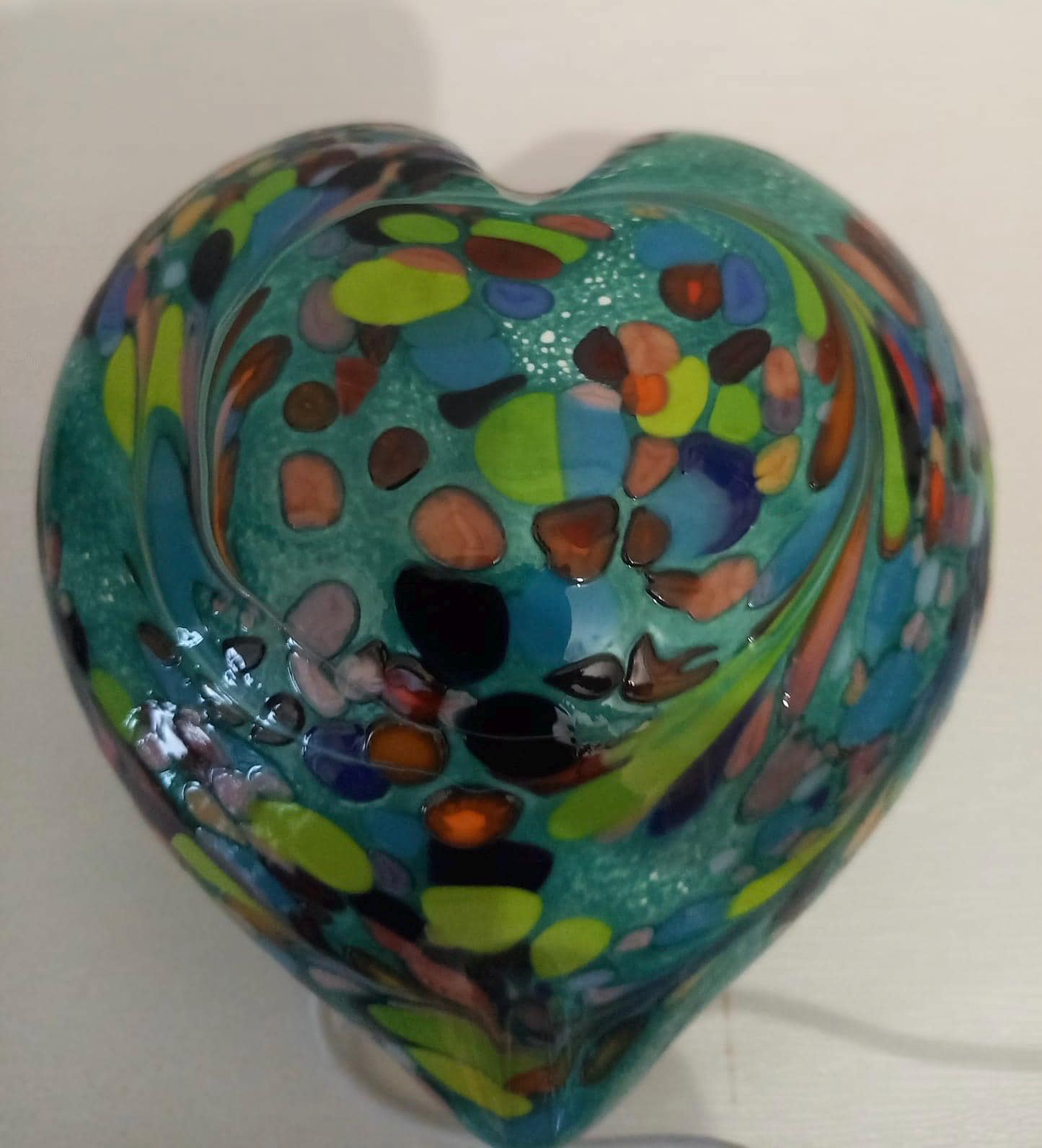 Iridescent Heart Glass Lamp: Handmade LED Mood Light, Romantic Decor