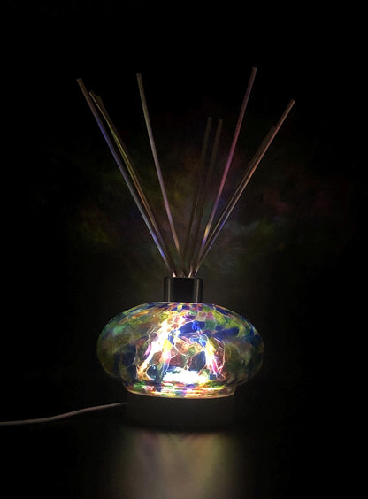 Handcrafted Glass Diffuser Lamp with Wood Stopper & LED Base