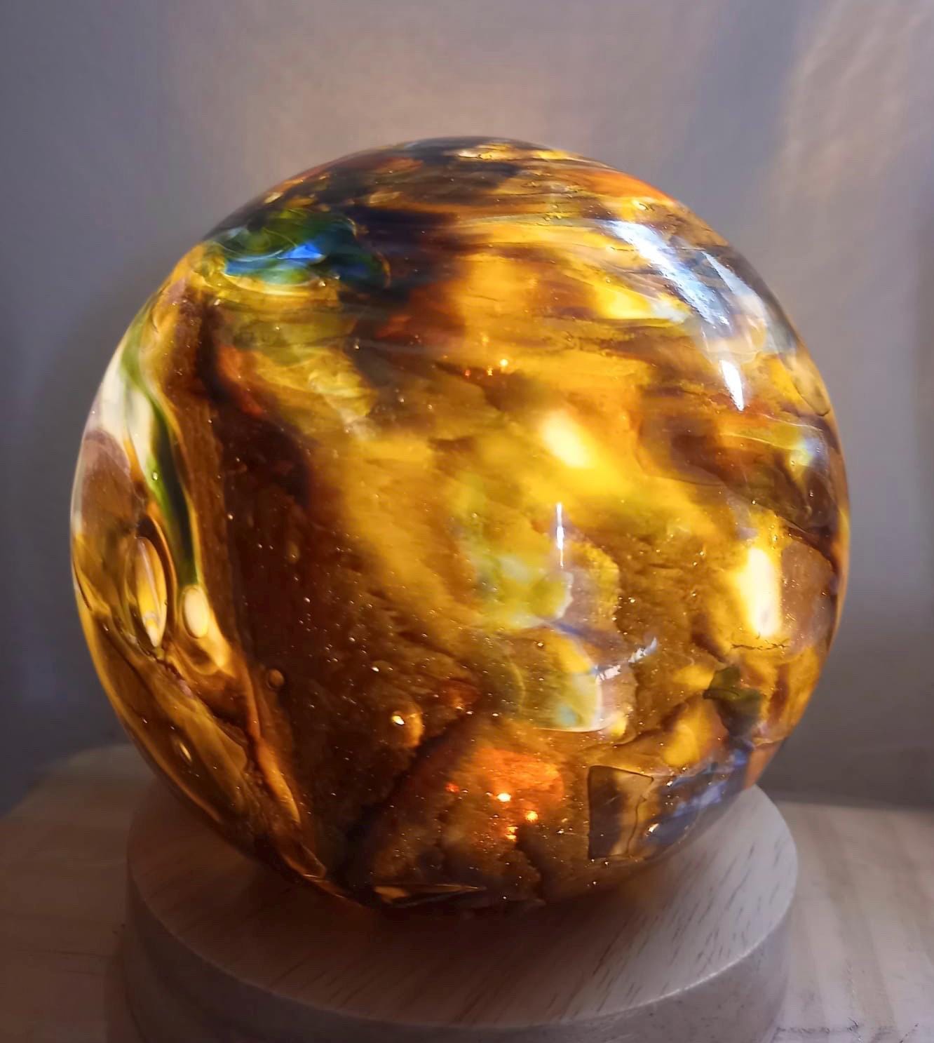 Handcrafted Glass Sphere Lamp: 120mm LED USB Desk Light