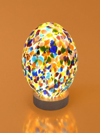 Hand Blown Multicolor Glass Egg Lamp: Art Deco Table Lamp