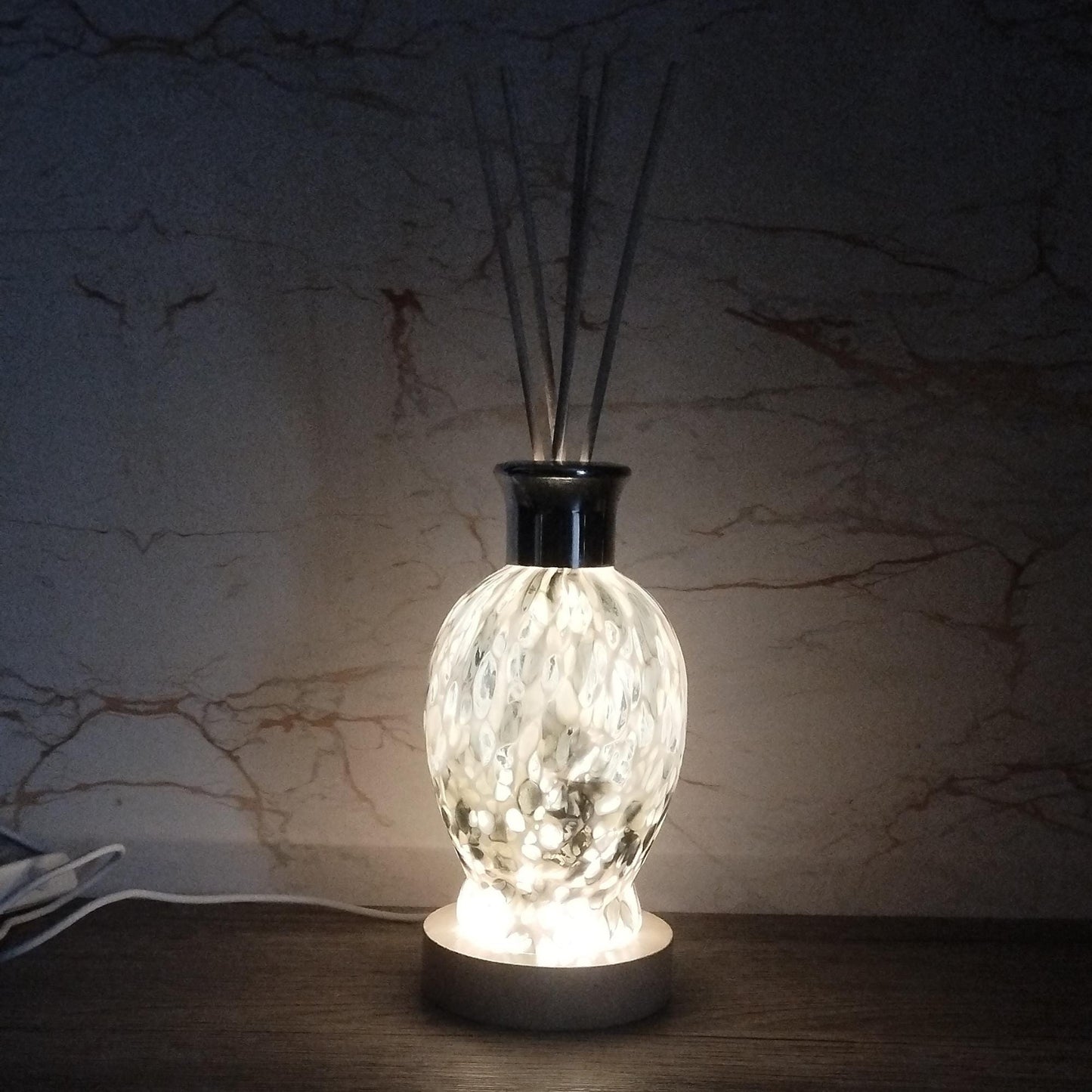 Handmade Art Glass Diffuser Lamp: Marble Effect LED Light