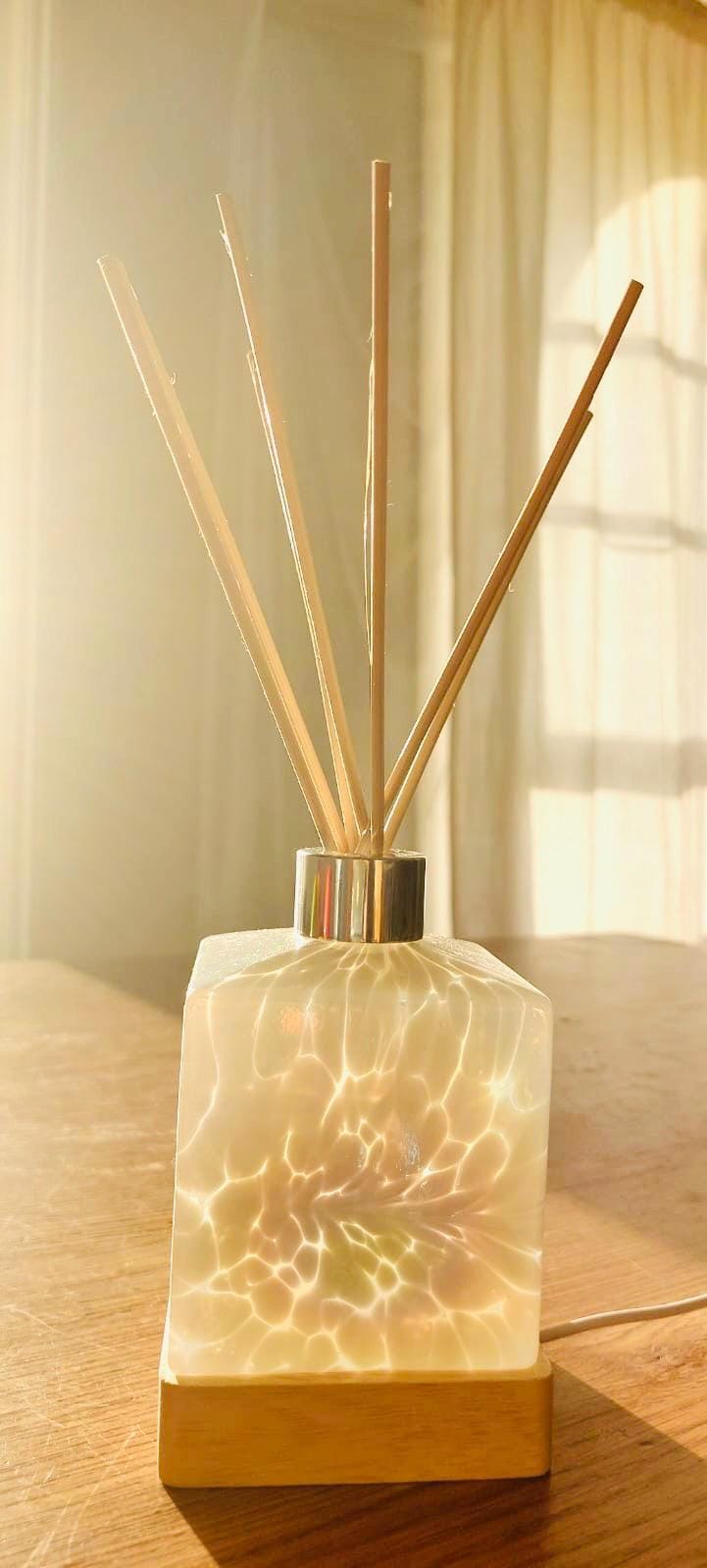 Handcrafted Glass Diffuser Lamp, LED Base, Ideal for Essential Oils