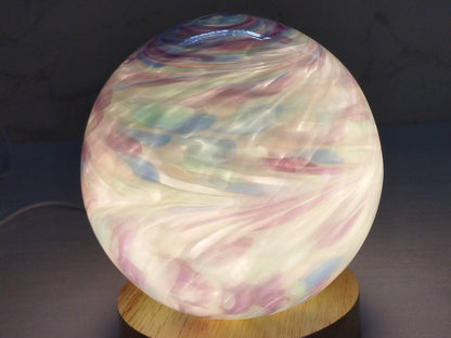 Handcrafted LED Glass Sphere Lamp: 6 Color Artistic Table Light